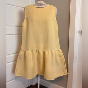 Sleeveless Drop-Waist Mini Dress in Soft Yellow